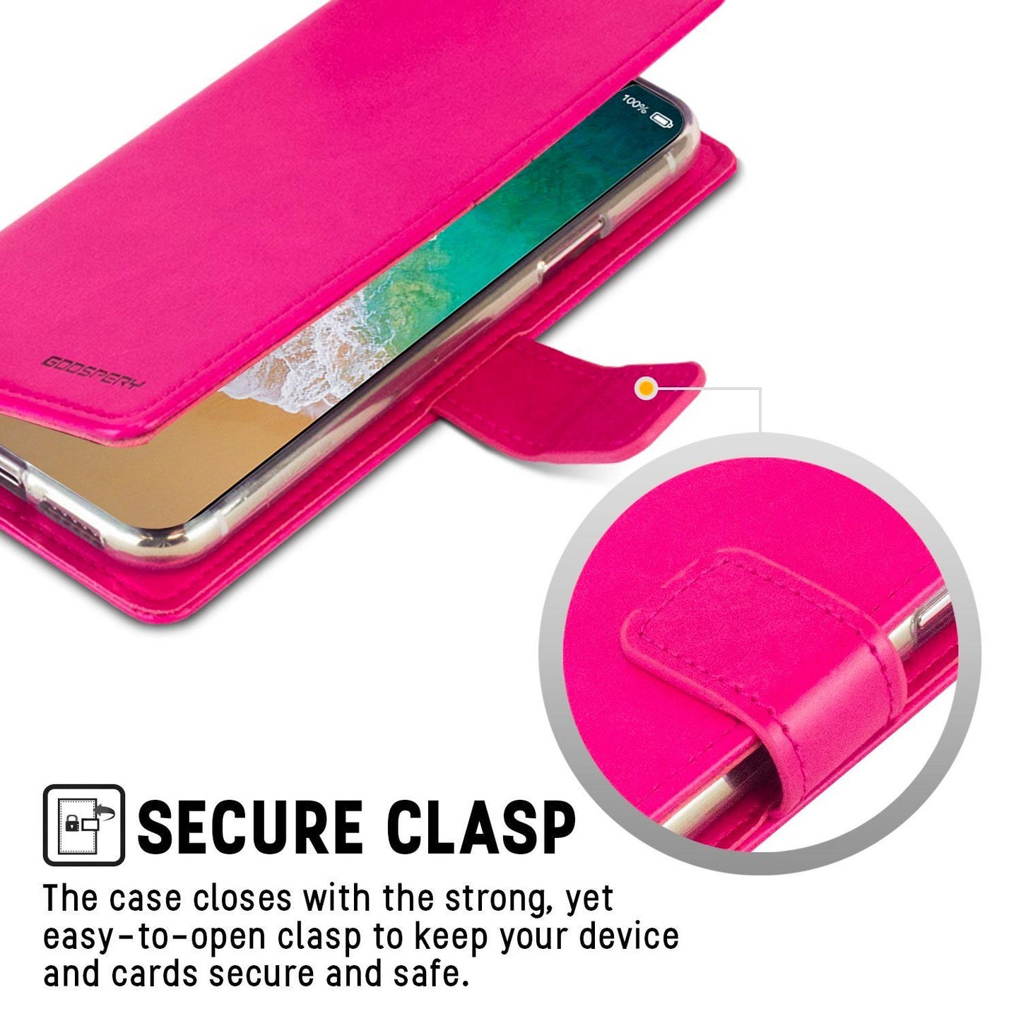 iPhone 13 Pro Max Goospery Mercury Blue Moon Diary - Hot Pink