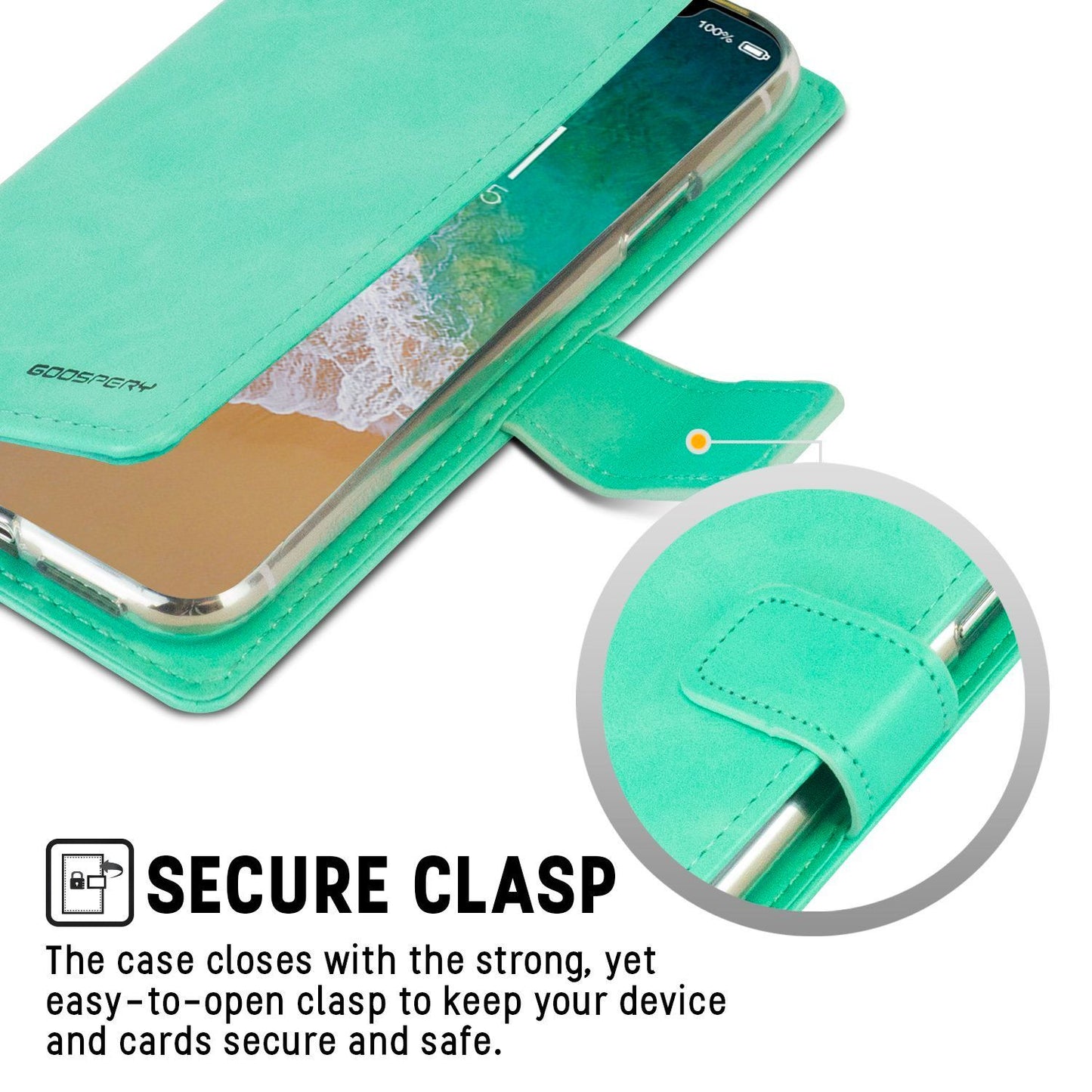 iPhone 15 Plus Goospery Mercury Blue Moon Diary - Mint