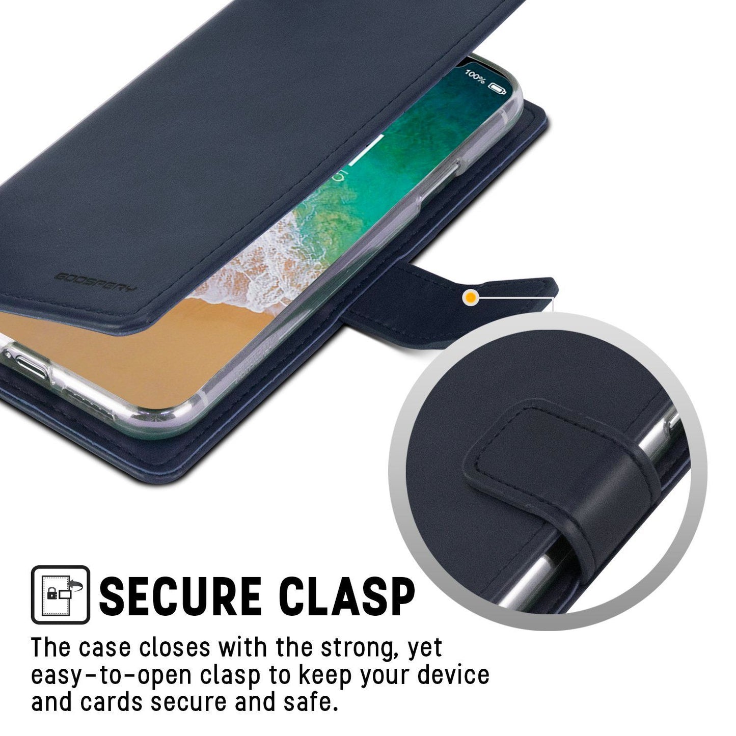 iPhone 15 Plus Goospery Mercury Blue Moon Diary - Navy