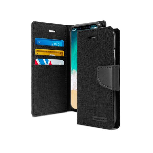 iPhone 14 Pro Max Goospery Mercury Canvas Diary - Black