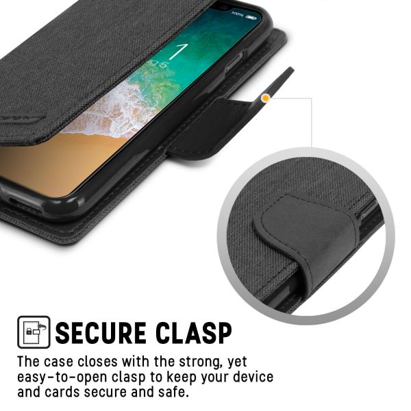 iPhone 14 Pro Max Goospery Mercury Canvas Diary - Black