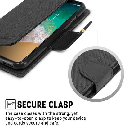 iPhone 14 Pro Max Goospery Mercury Canvas Diary - Black