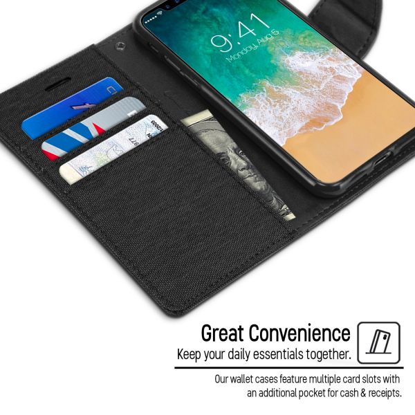 iPhone 14 Pro Max Goospery Mercury Canvas Diary - Black