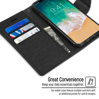 iPhone 14 Pro Max Goospery Mercury Canvas Diary - Black