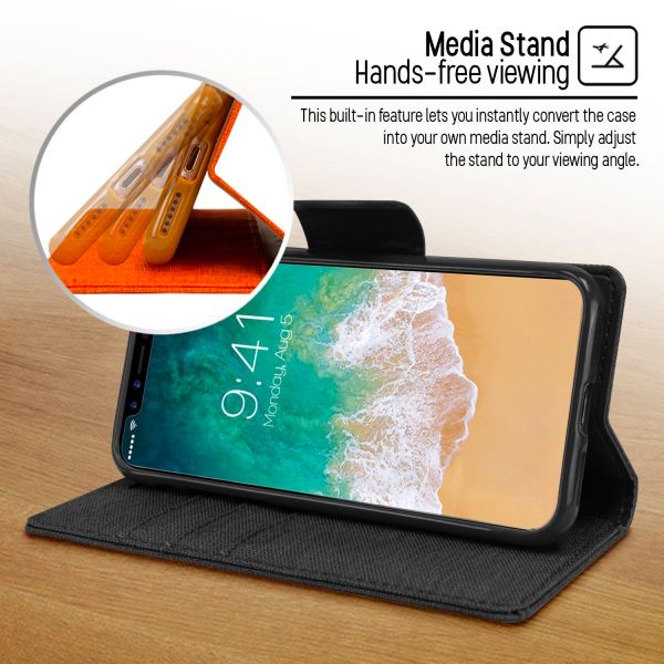 iPhone 14 Pro Max Goospery Mercury Canvas Diary - Black