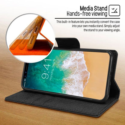 iPhone 14 Pro Max Goospery Mercury Canvas Diary - Black