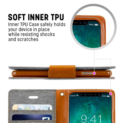 iPhone 13 Mini Goospery Mercury Canvas Diary - Gray