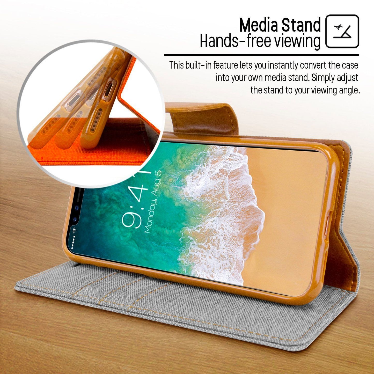 iPhone 14 Goospery Mercury Canvas Diary - Gray