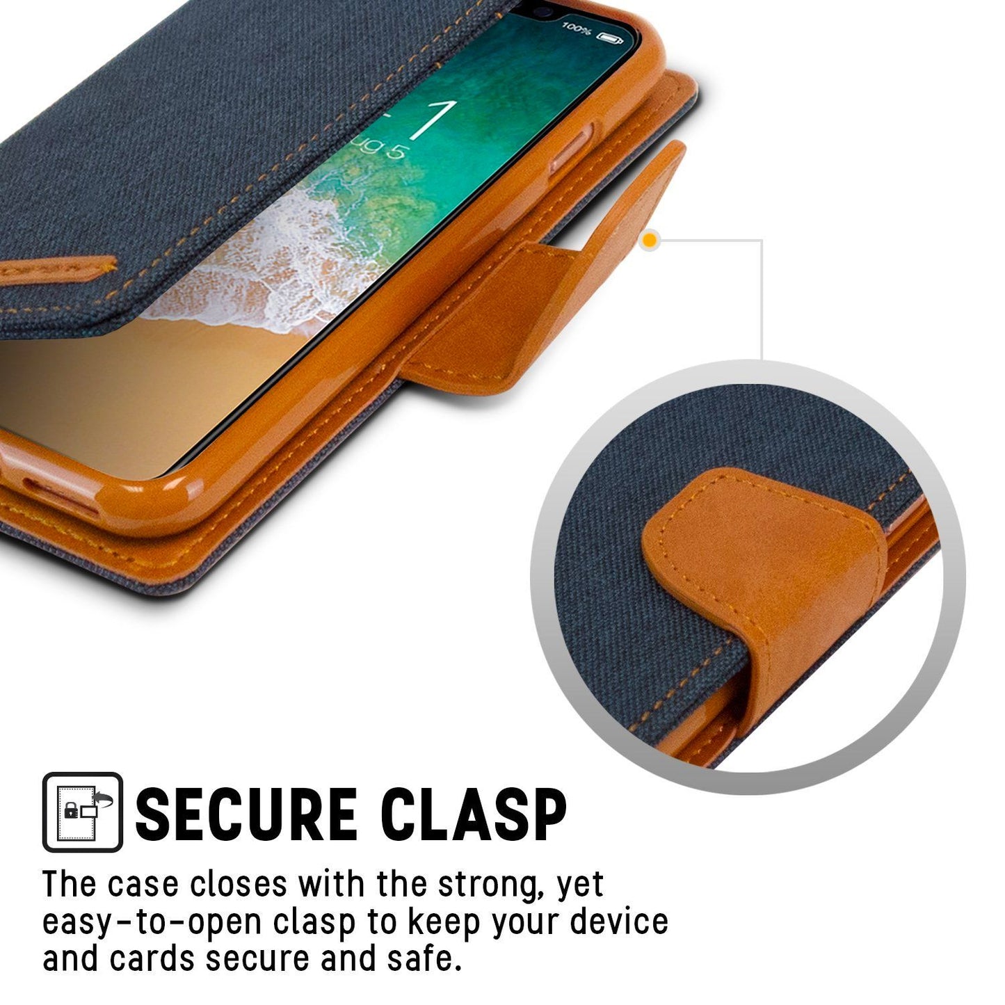 iPhone 14 Pro Max Goospery Mercury Canvas Diary - Navy