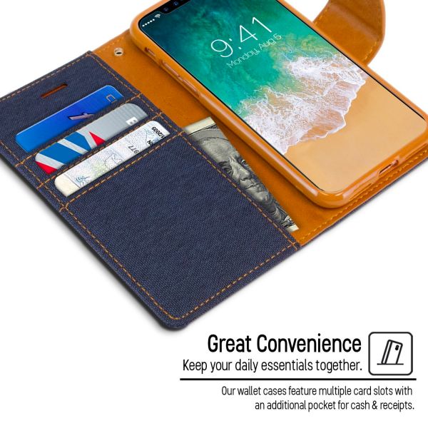 iPhone 13 Pro Max Goospery Mercury Canvas Diary - Navy