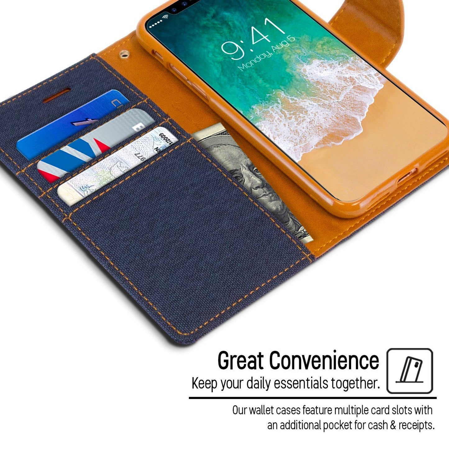iPhone 14 Pro Max Goospery Mercury Canvas Diary - Navy