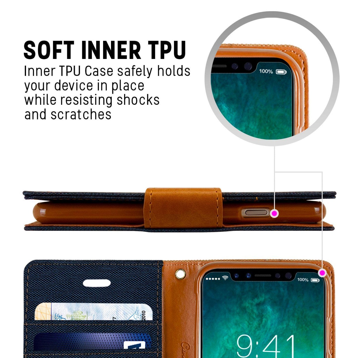 iPhone 13 Pro Goospery Mercury Canvas Diary - Navy