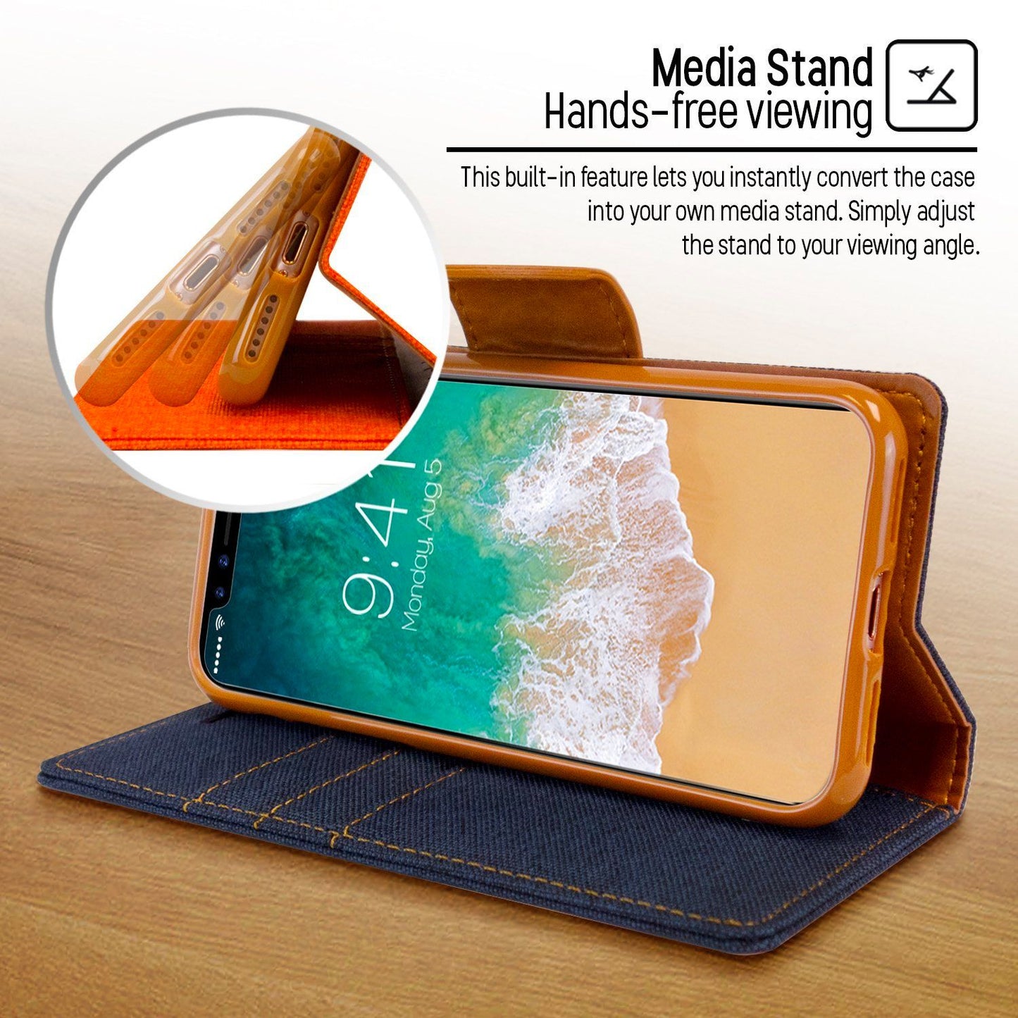 iPhone 14 Pro Max Goospery Mercury Canvas Diary - Navy