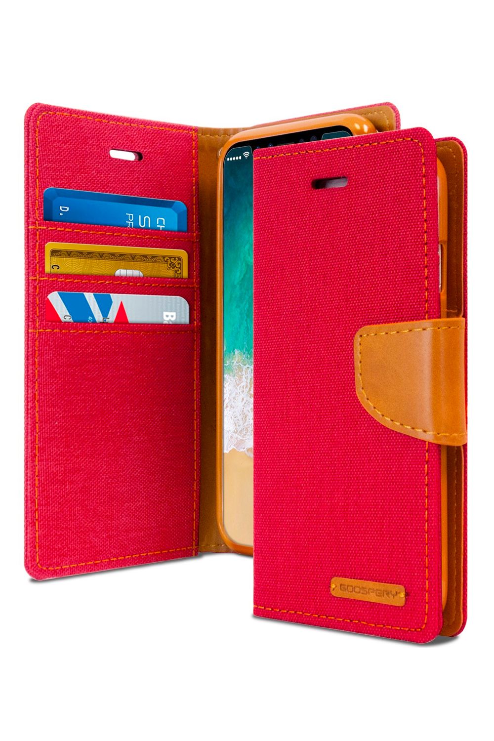 iPhone 13 Pro Goospery Mercury Canvas Diary - Red