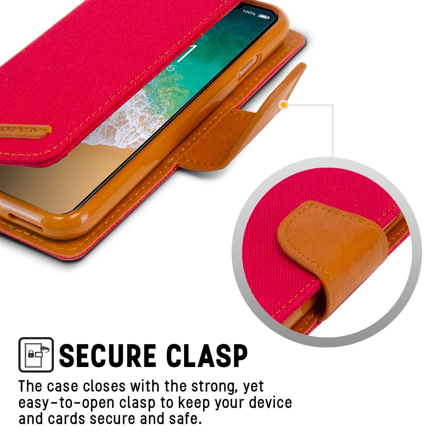 iPhone 13 Pro Max Goospery Mercury Canvas Diary - Red