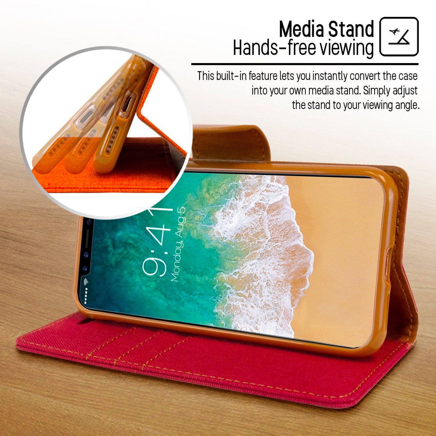 iPhone 13 Pro Max Goospery Mercury Canvas Diary - Red