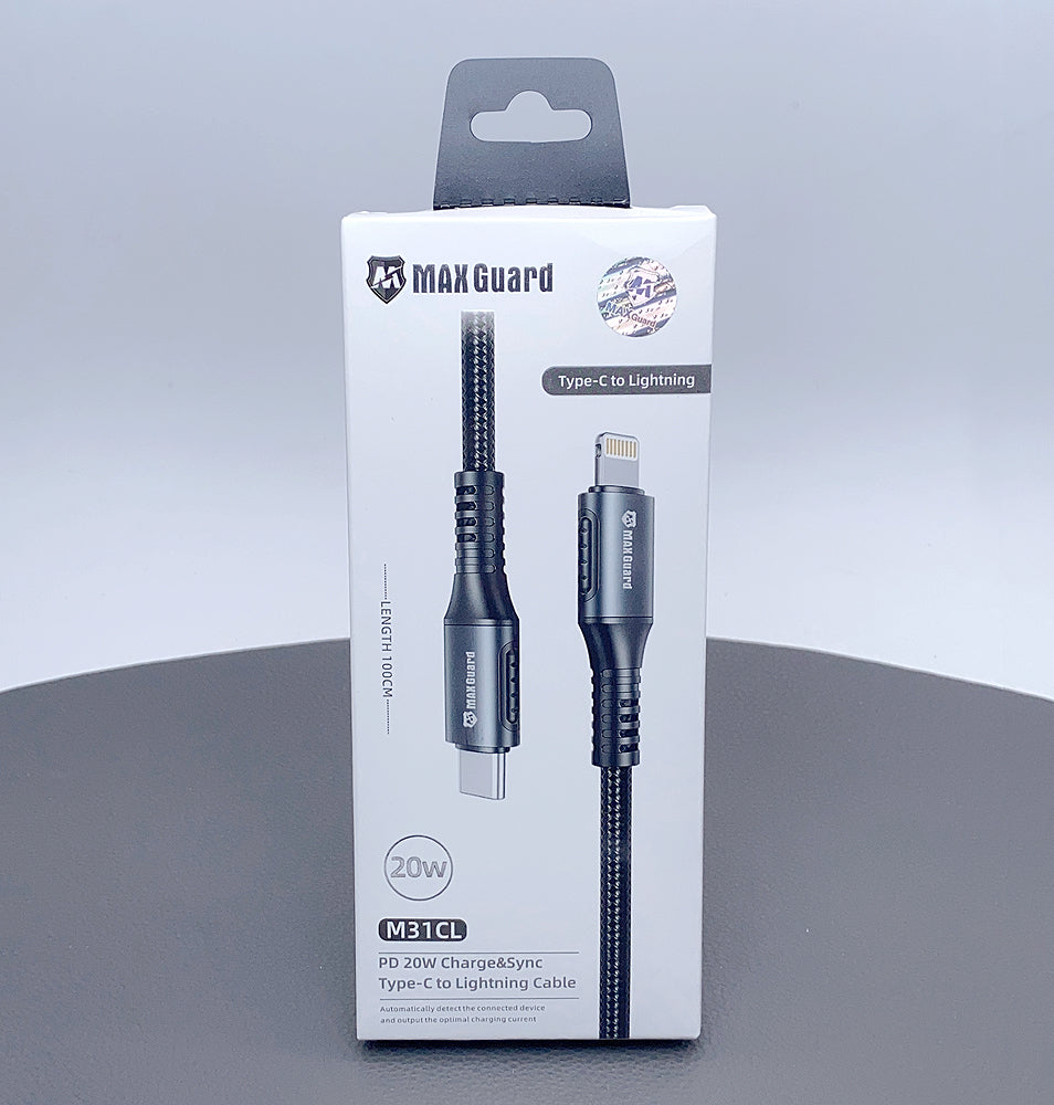 Charging cable Maxguard 1m 20W Type-C to Lightening Braided Cable