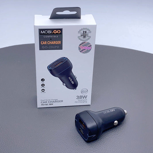 Universal Portable Mobigo PD QC 38W 2 Port USB-A USB-C Car Charger