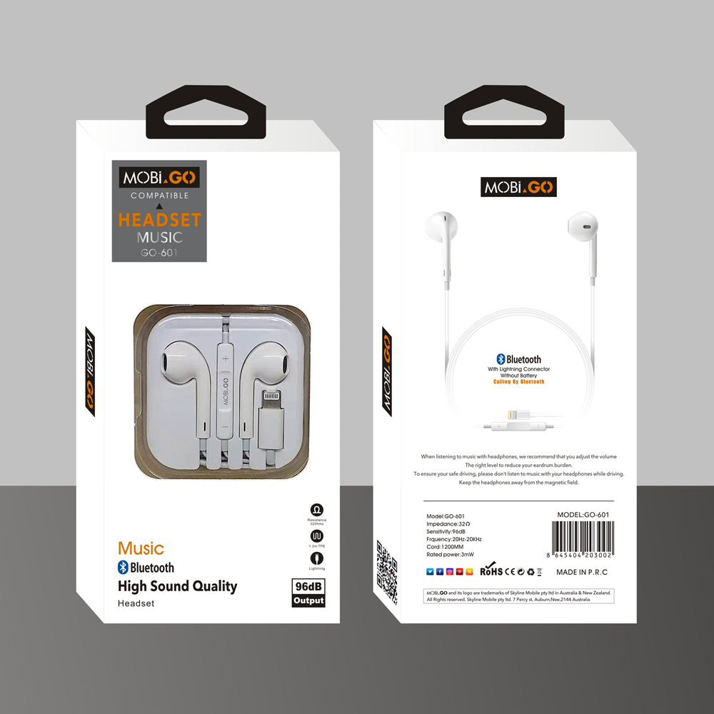 Earphone With iPhone Connector 96db output Mobigo Compatible headset