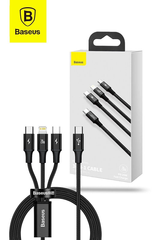 Baesus 3 in 1 PD20W USB C To Multi Charging Cable Cord For USB TYPE C Micro iPhone 1.5M