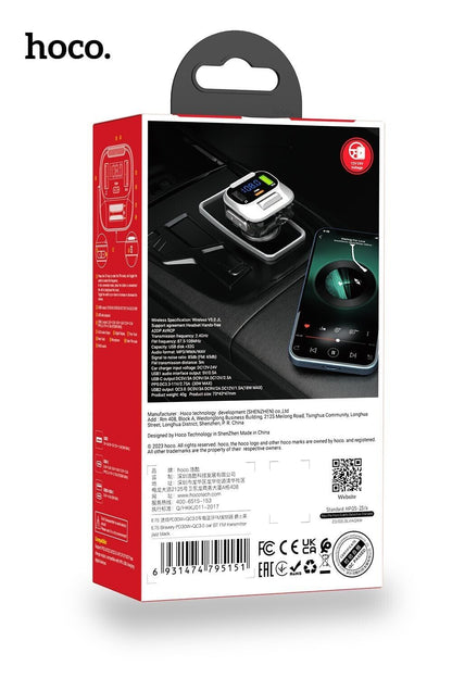 Hoco Car Bluetooth 5.0 30W Wireless FM Transmitter QC3.0 Fast Charger USB-C E75