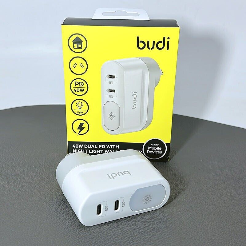 40W Dual USB C PD Fast Charging Wall Charger with Night Light For Apple iPhone