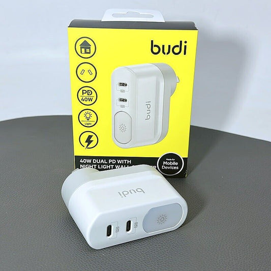40W Dual USB C PD Fast Charging Wall Charger with Night Light For Apple iPhone