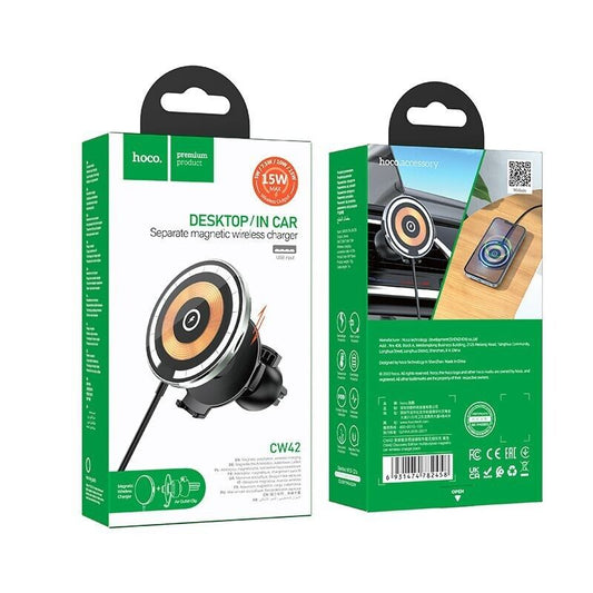 HOCO CW42 15W Multipurpose Magnetic Wireless Fast Charging Air Vent Car Charging Mount Phone Holder