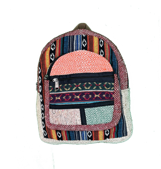 Himalayan Organic Hemp Mini Bag Pack with Two Artistic Auxiliary Pocket AU STOCK