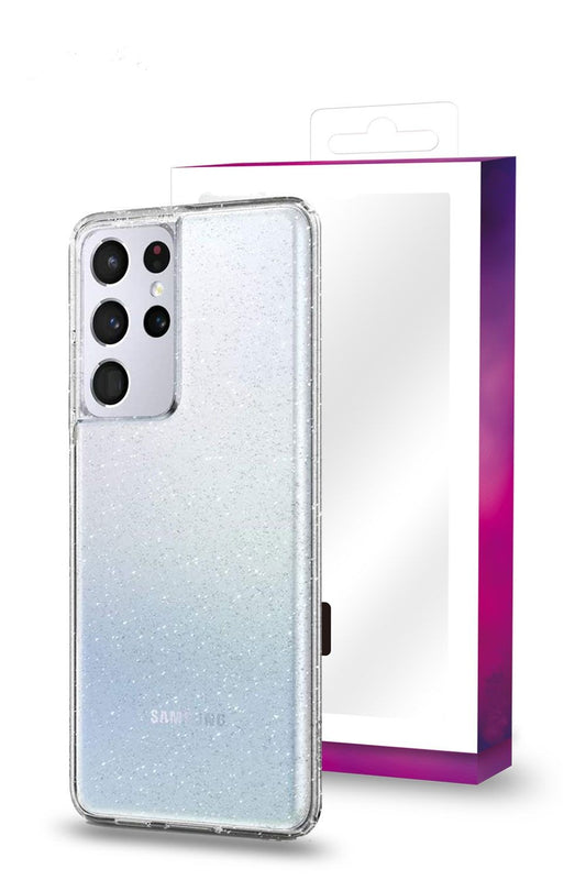 For Samsung Galaxy S21 S22 S23 Plus Ultra FE Hard Protective Clear Glitter Case