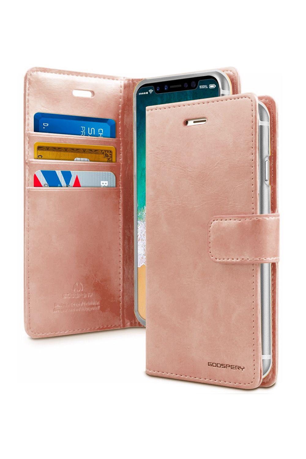 iPhone 17 Goospery Mercury Blue Moon Diary - Rose Gold