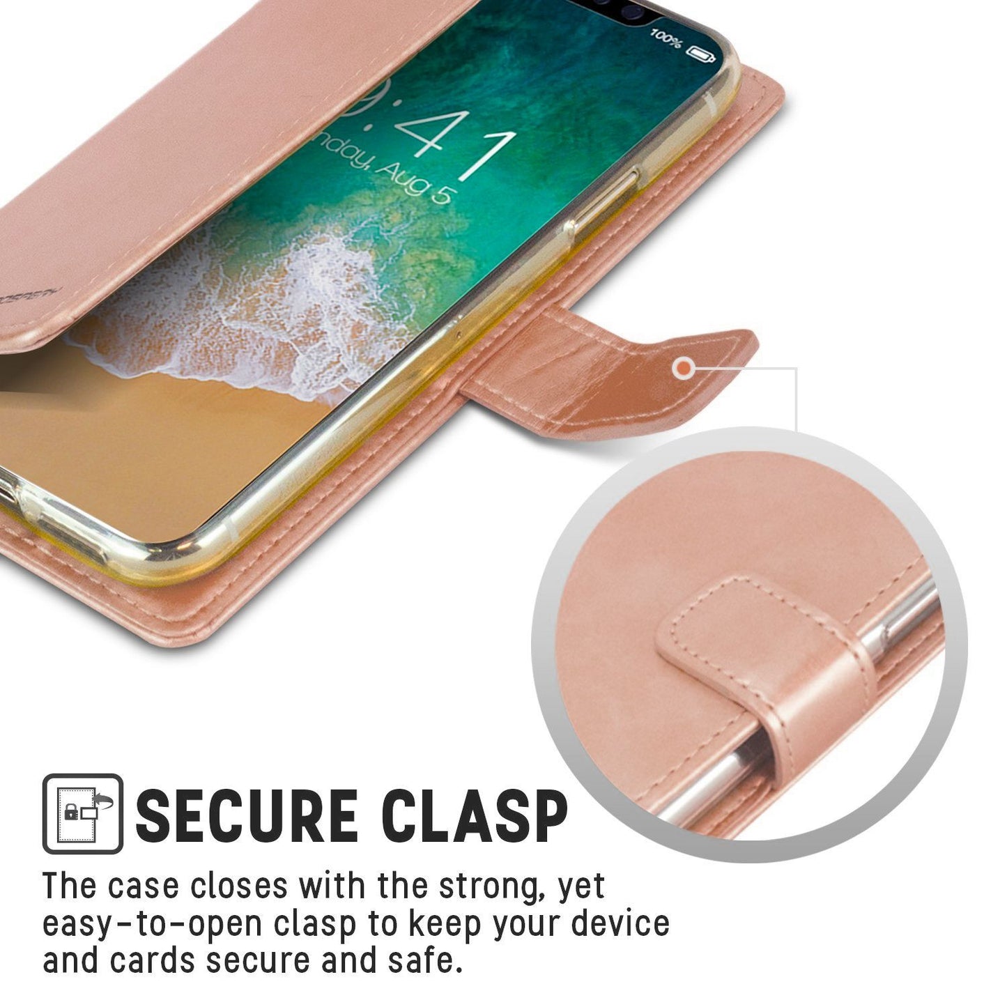 iPhone 17 Pro Goospery Mercury Blue Moon Diary - Rose Gold
