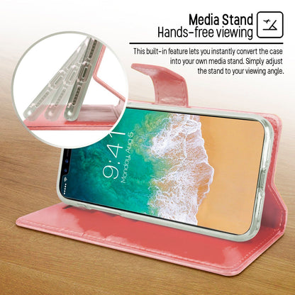 iPhone 14 Plus Goospery Mercury Blue Moon Diary - Rose Gold