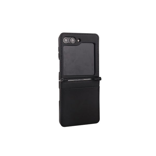 Samsung Galaxy Z Flip 5 BLACKTECH Leather Card Pocket - Black