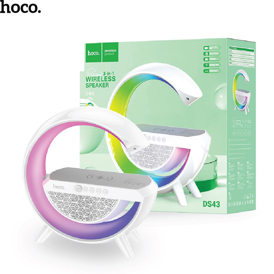 Hoco 15W Wireless Charging with Smart Ambient Light Speaker - White