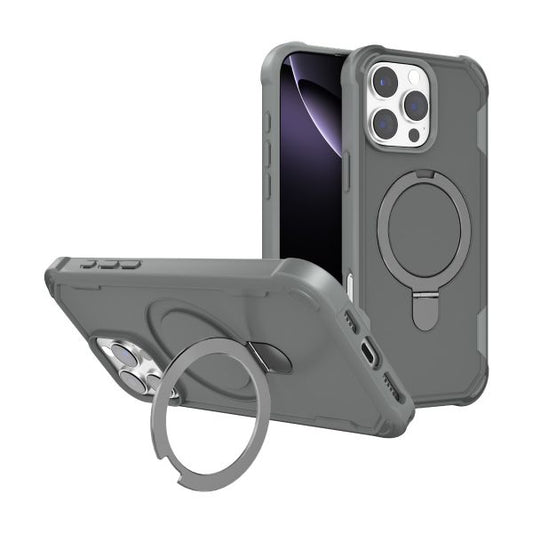 *Priority reserve-Ships early Sep*iPhone 17 Pro Max A1 Military Ring Stand Type A Case (Magnetic Compatible) - Gray