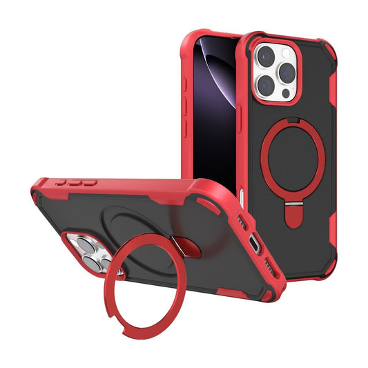 *Priority reserve-Ships early Sep*iPhone 17 Pro Max A1 Military Ring Stand Type A Case (Magnetic Compatible) - Red