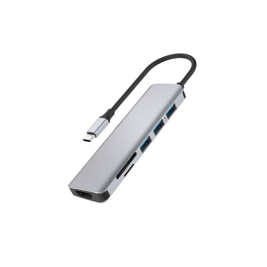Wiwu Alpha 731 HC 7 in 1 USB C HUB, 100W Charging SD Card, HDMI, USB Reproductive - Grey